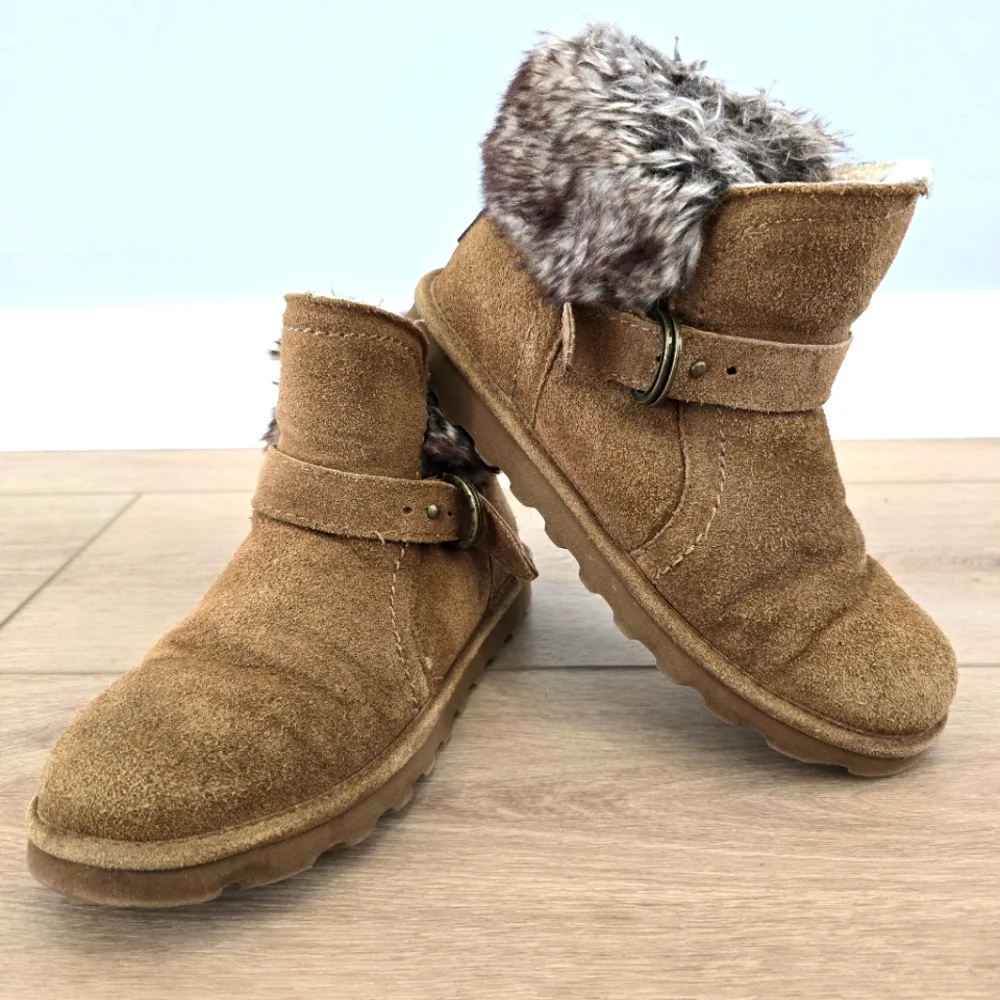 Bearpaw KoKo Suede Faux Fur Wool Sheepskin Hickory Boots Women's Size 8 Booties - Picture 1 of 10